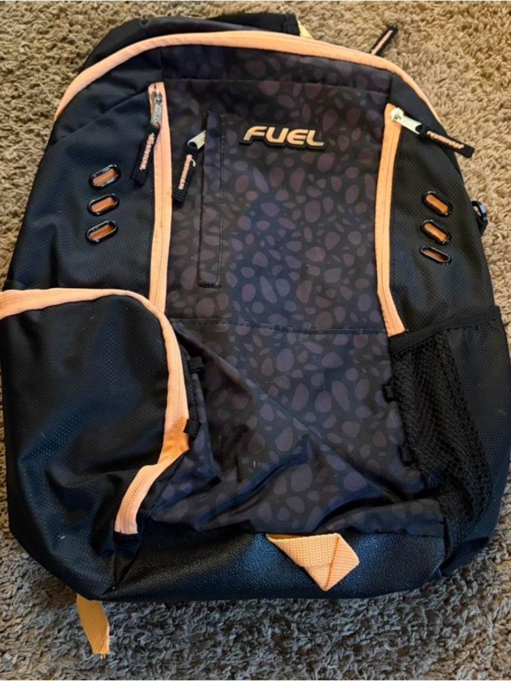Black and Peach Accent Backpack